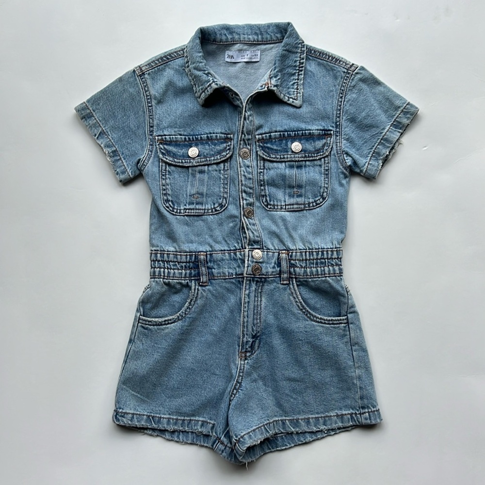 Zara Kids Denim Short Jumpsuit